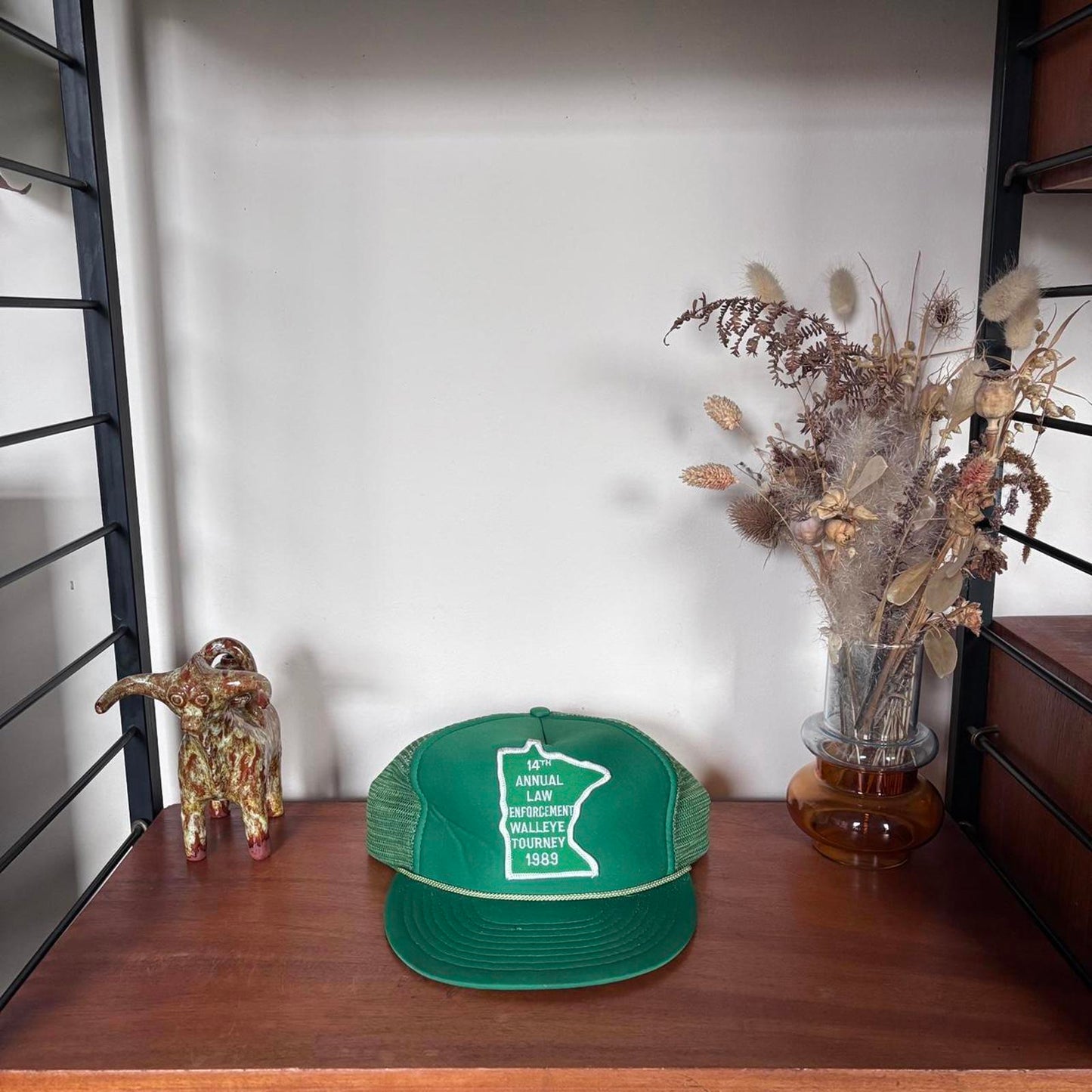 Vintage 80s USA law enforcement walleye fishing tournament trucker cap