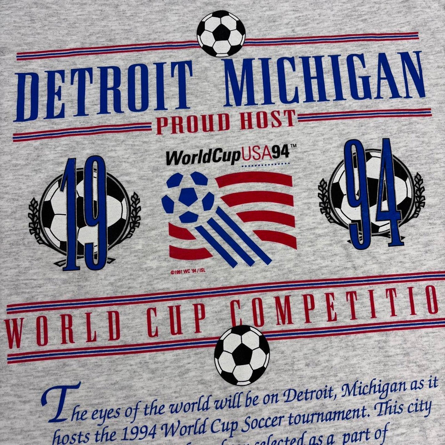 Vintage USA World Cup 94 football tournament Detroit graphic t-shirt