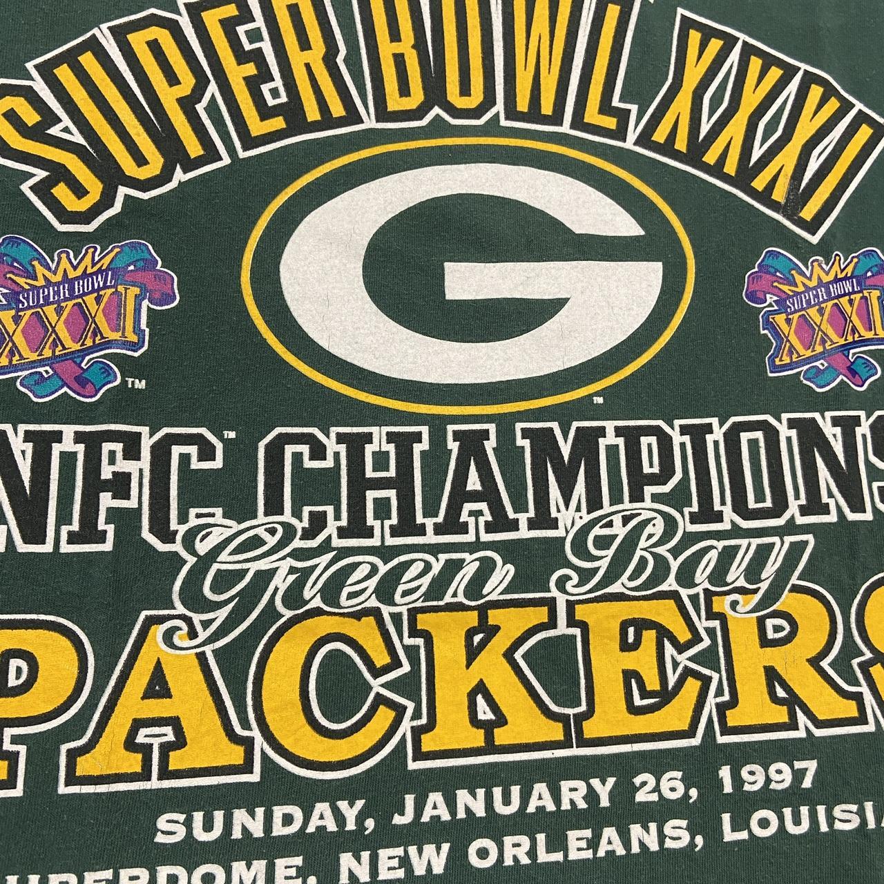 Vintage 90s USA Green Bay Packers Super Bowl 31 New Orleans NFL American Football graphic t-shirt