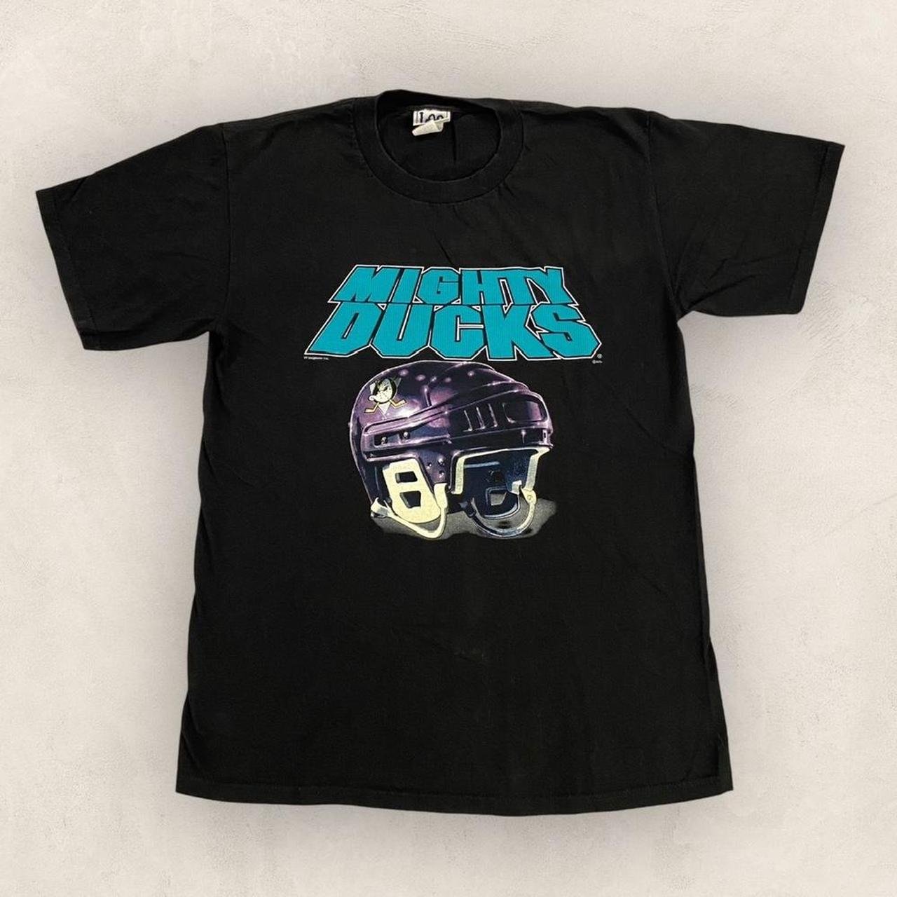 Vintage 90s USA Mighty ducks Anaheim Ducks NHL ice hockey helmet graphic t-shirt