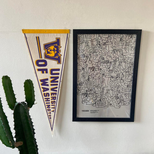 Vintage 90s USA University of Washington Huskies varsity team pennant