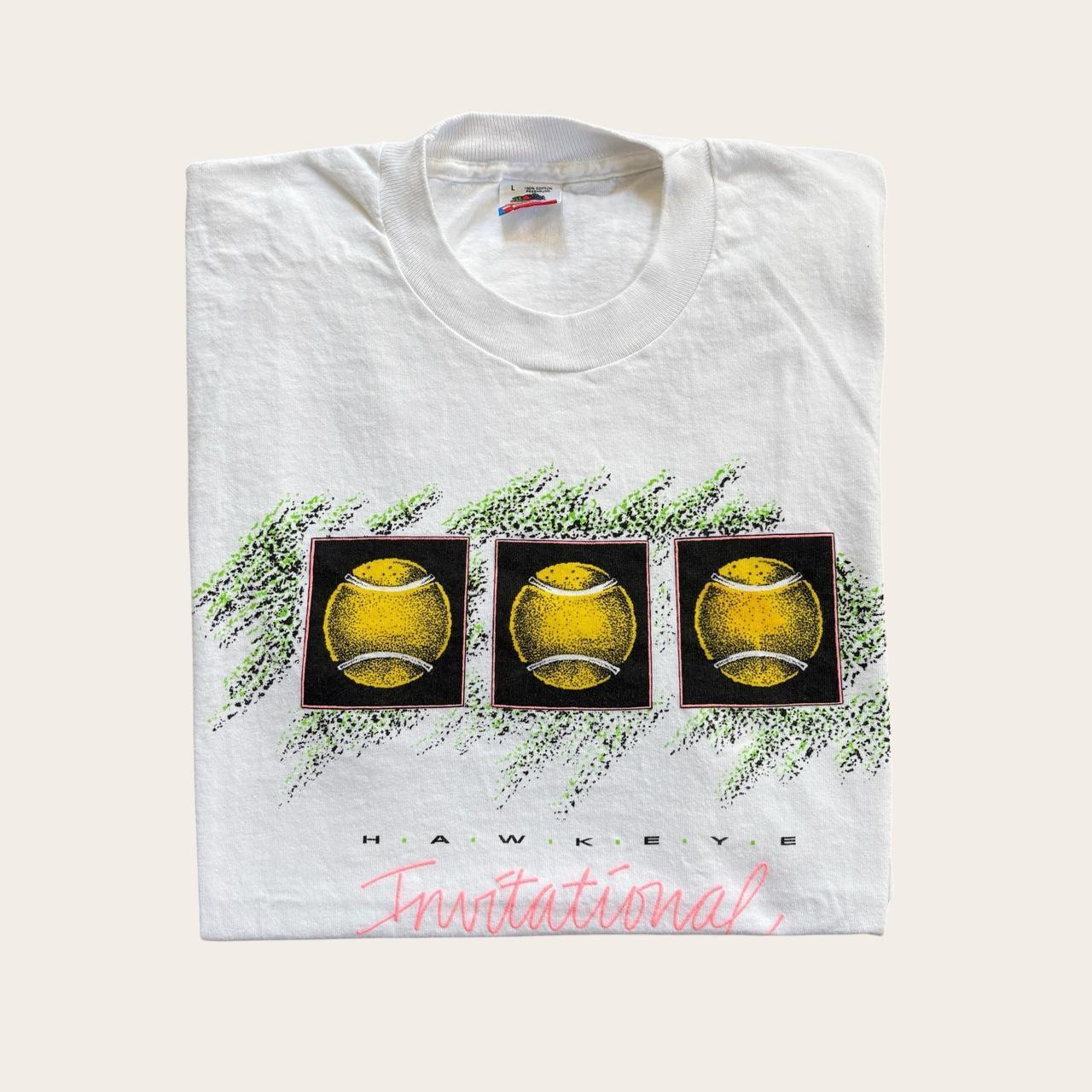 Vintage 80s USA Hawkeye invitational tennis tournament Iowa t-shirt