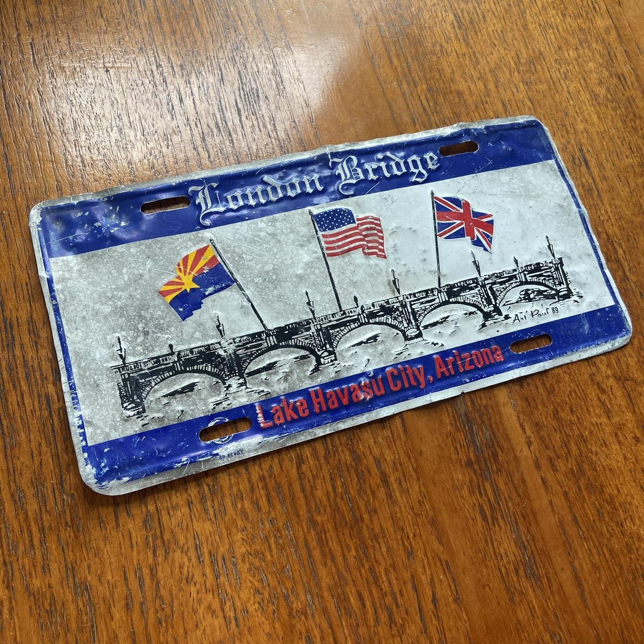 Vintage 90s USA London Bridge Lake Havasu City Arizona promotional American license plate