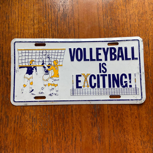 Vintage 80s USA volleyball is exciting promotional American license plate