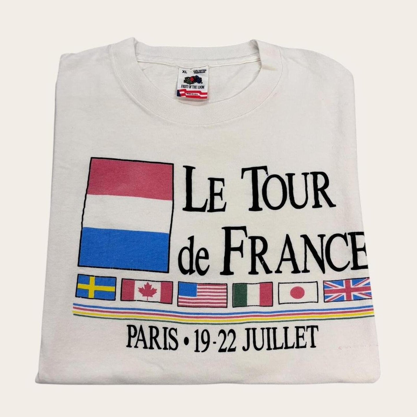 Vintage 90s Tour De France cycling race promotional t-shirt