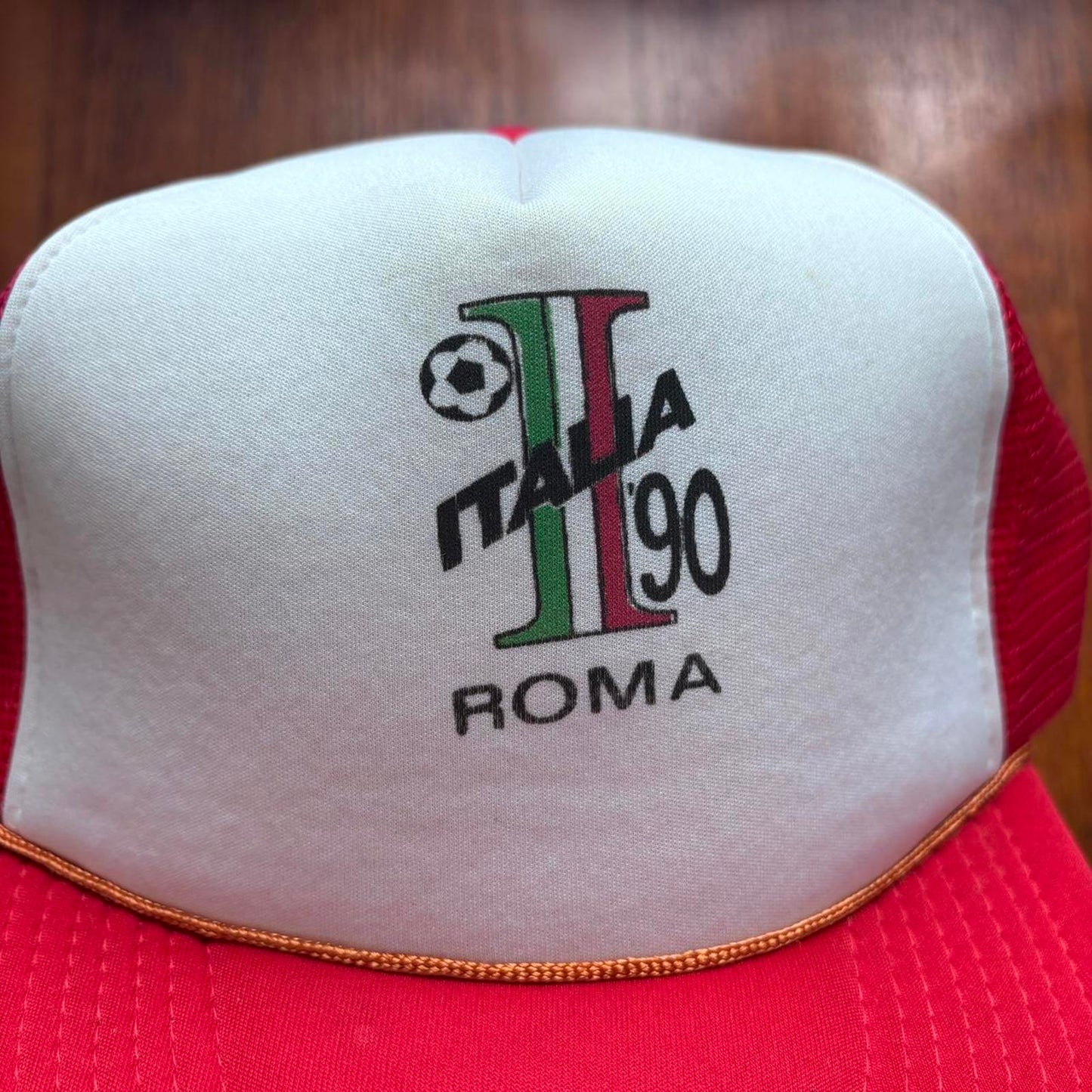 Vintage 90s World Cup Italy Rome football tournament promotional trucker cap