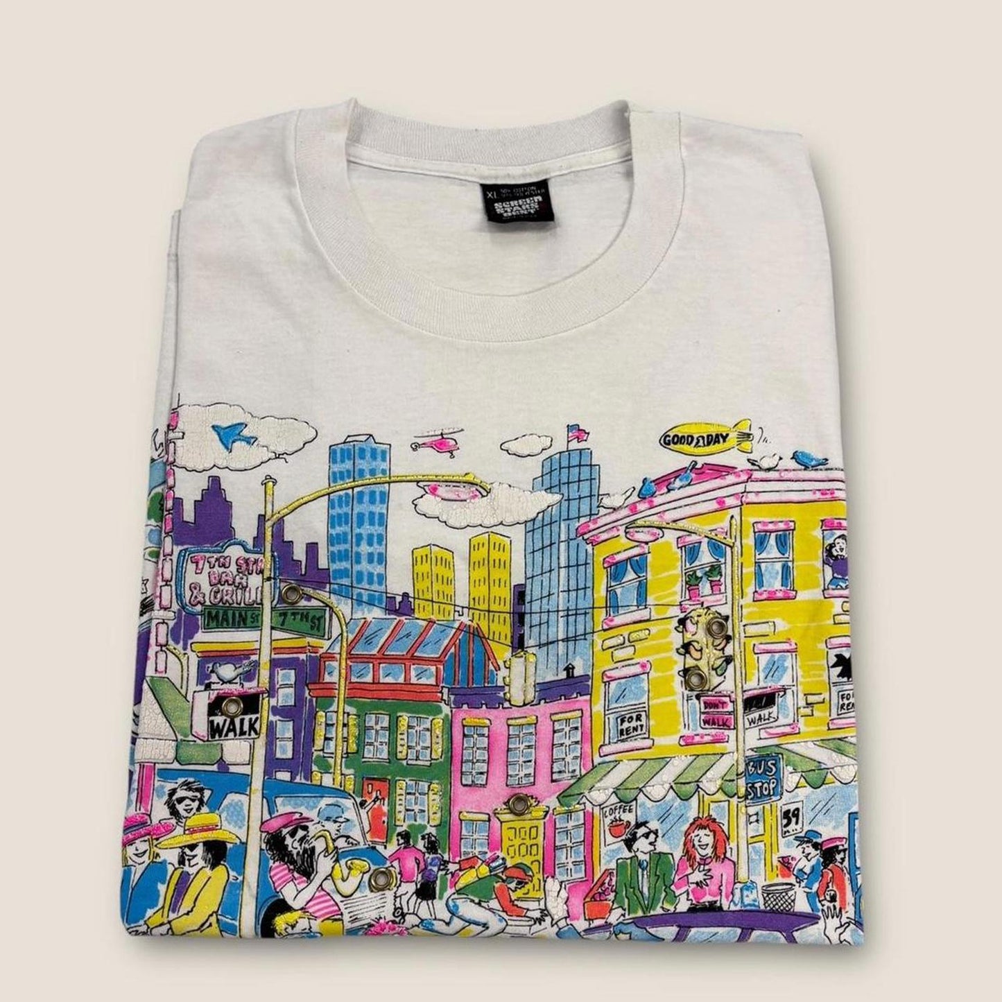 Vintage 90s USA New York City tourist souvenir painted t-shirt
