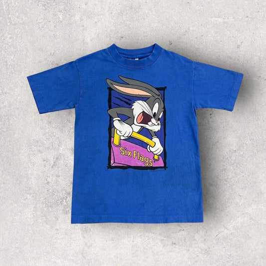 Vintage 90s USA Bugs Bunny Looney Tunes Six Flags theme park graphic t-shirt