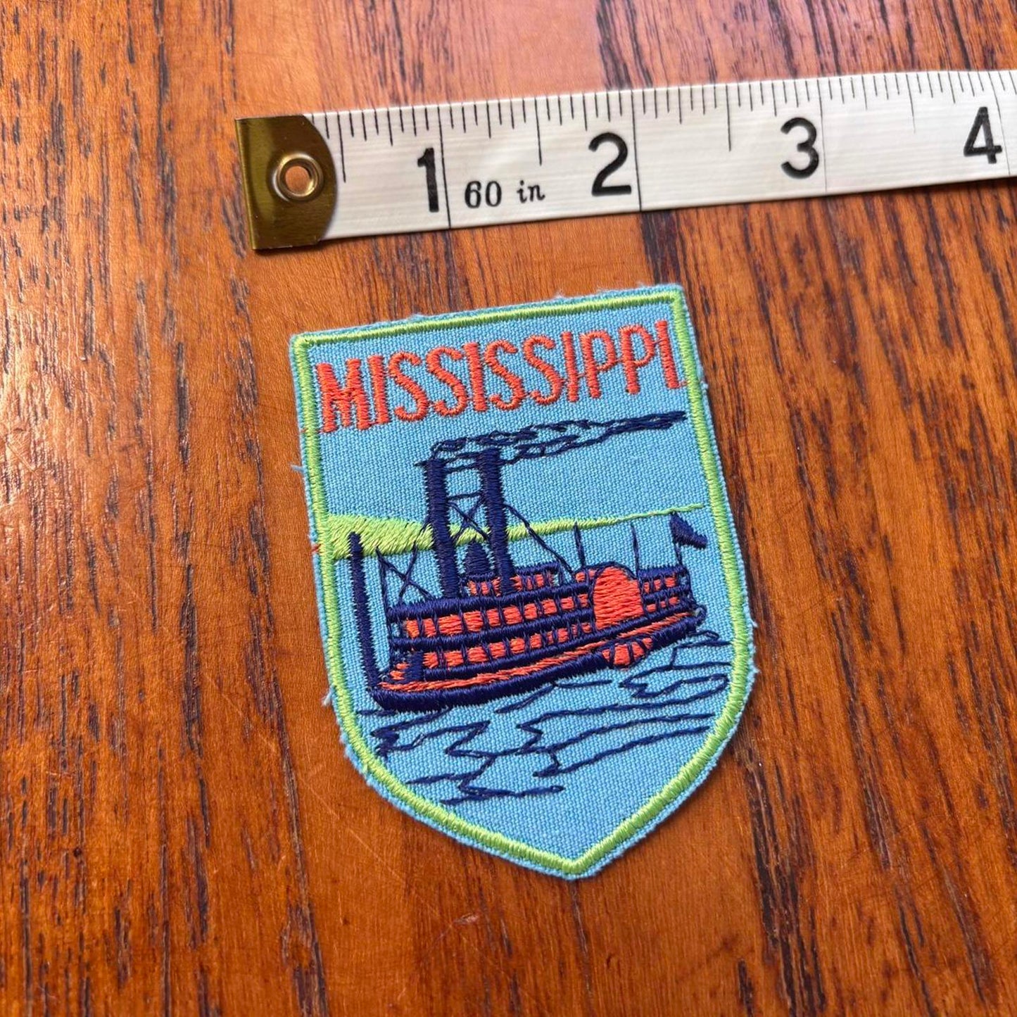 Vintage 90s USA Mississippi steam boat souvenir embroidered patch