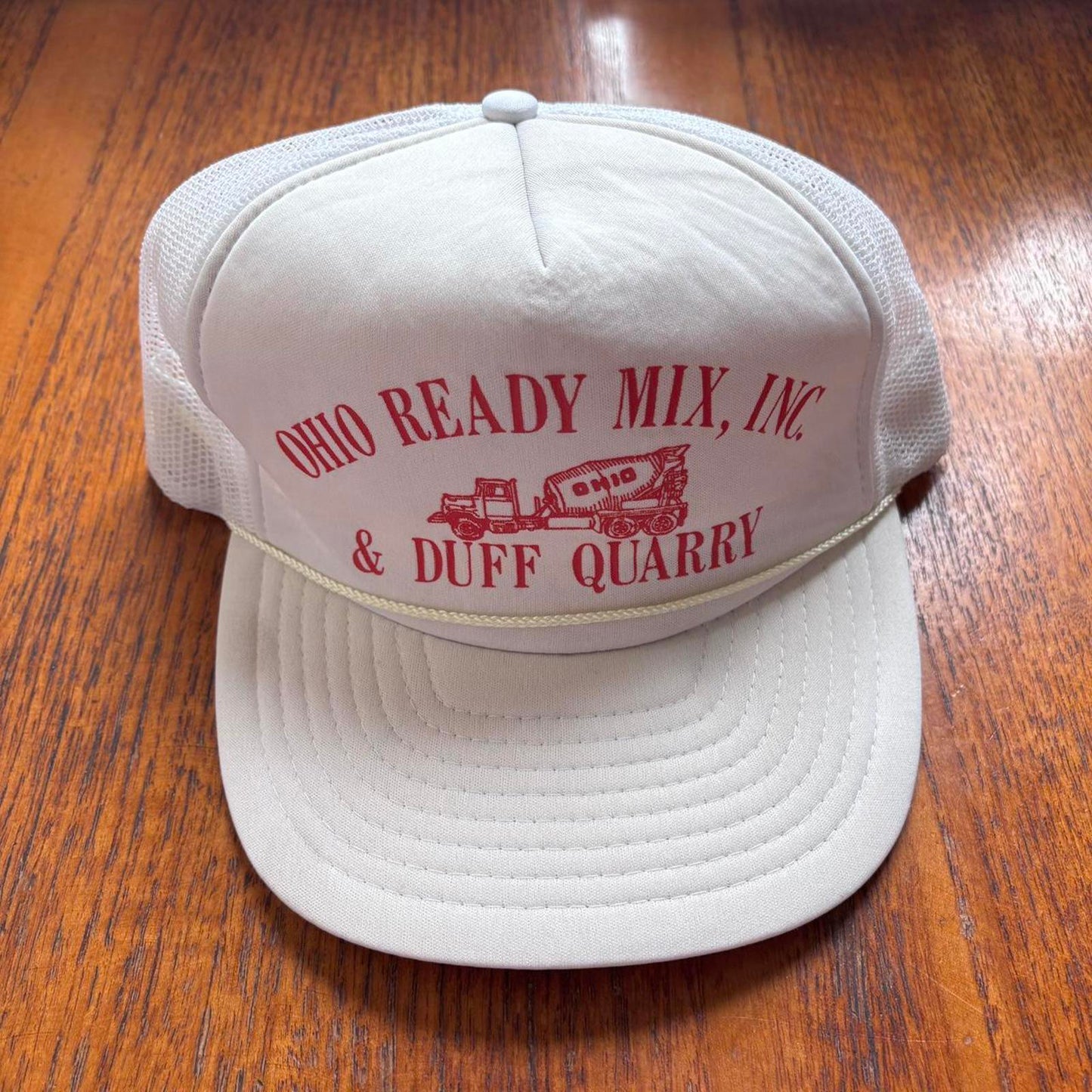 Vintage 90s USA Ohio ready mix construction workwear graphic trucker cap