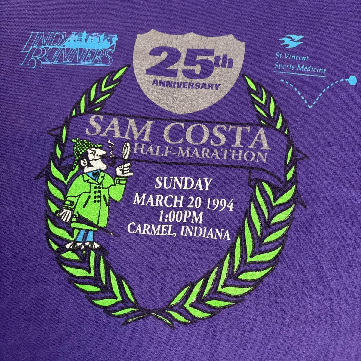 Vintage 90s USA Sam Costa half marathon Indiana road race running t-shirt