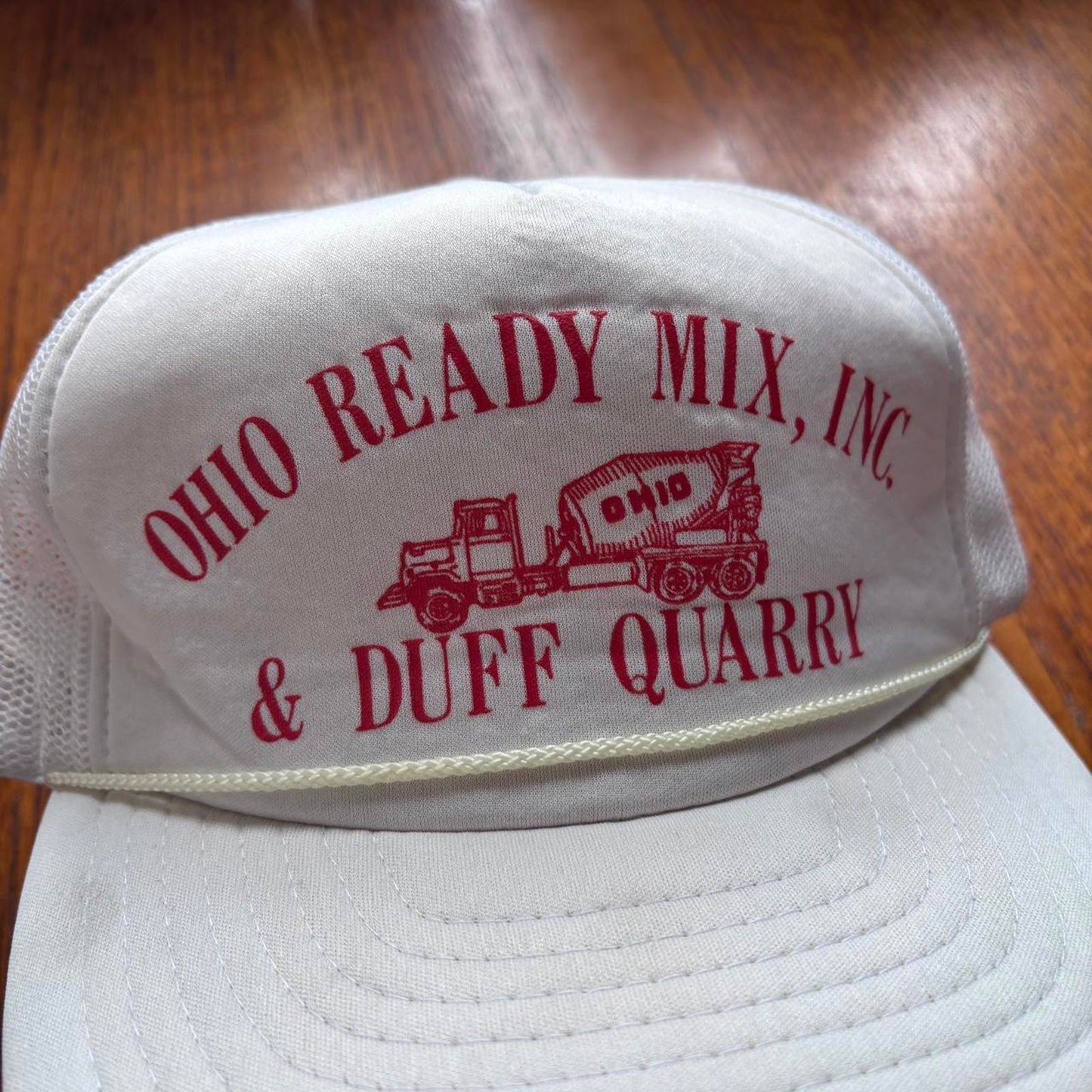 Vintage 90s USA Ohio ready mix construction workwear graphic trucker cap