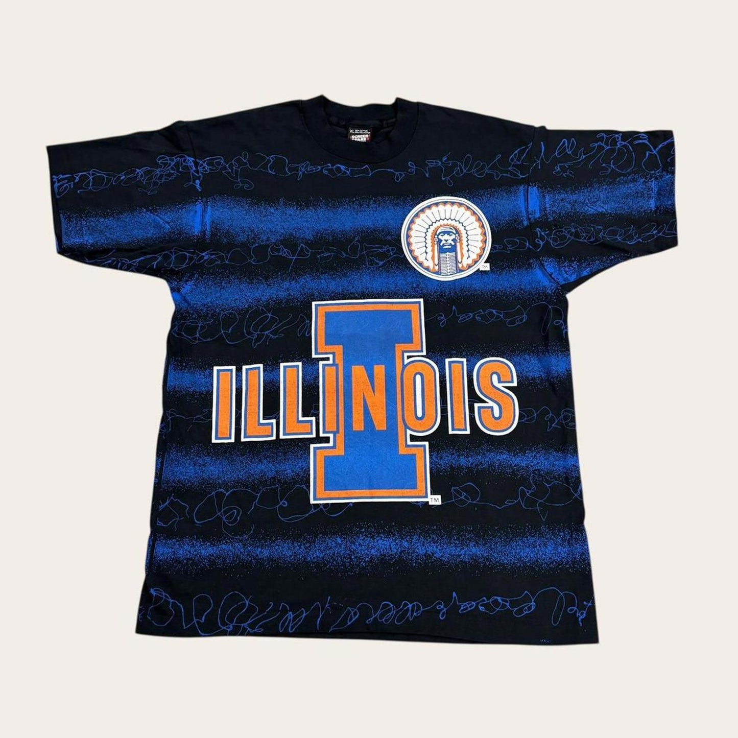 Vintage 90s USA university of Illinois fighting Illini varsity AOP t-shirt