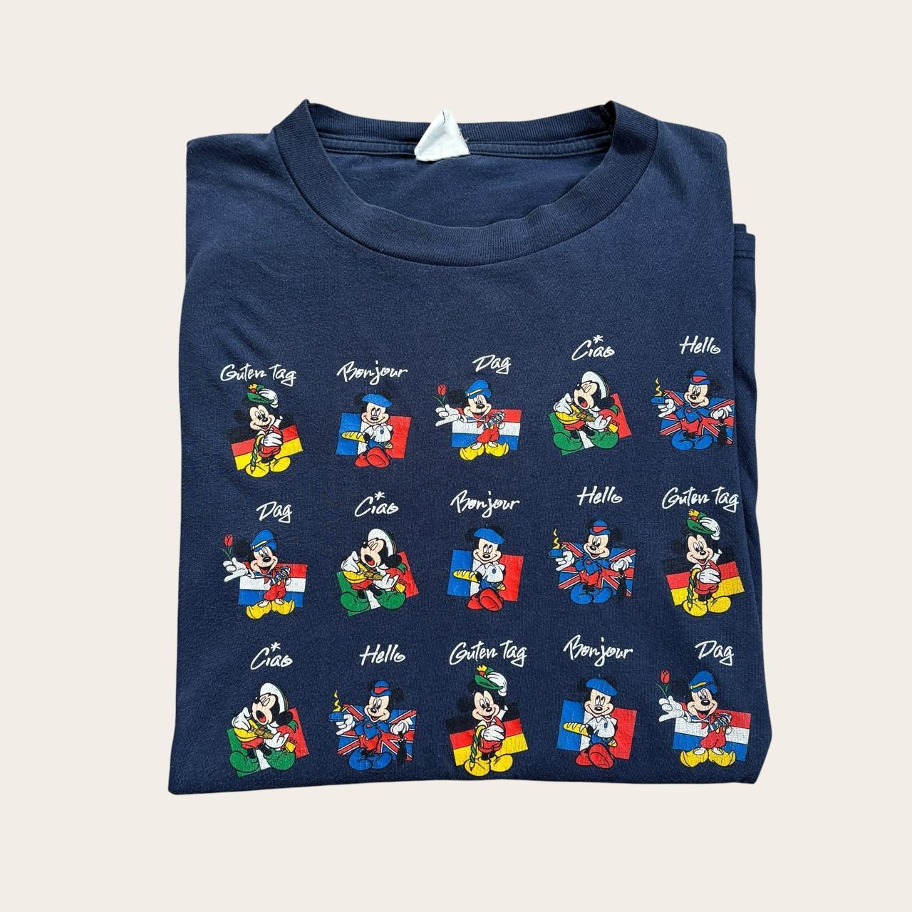 Vintage 90s Euro Disneyland Paris theme park Mickey Mouse flags t-shirt