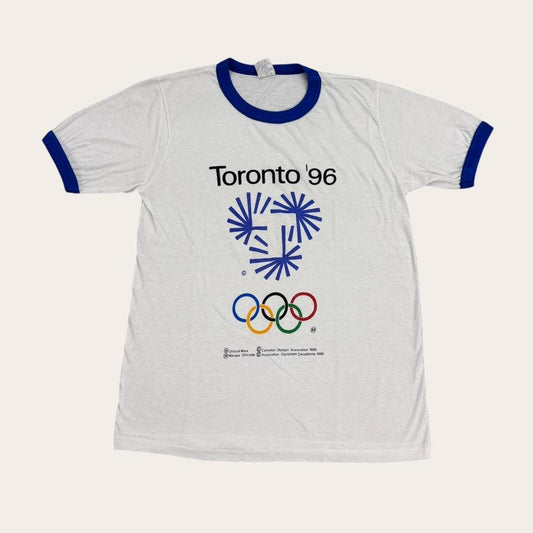 Vintage 90s Toronto Canada Olympics bid summer games athletics ringer t-shirt