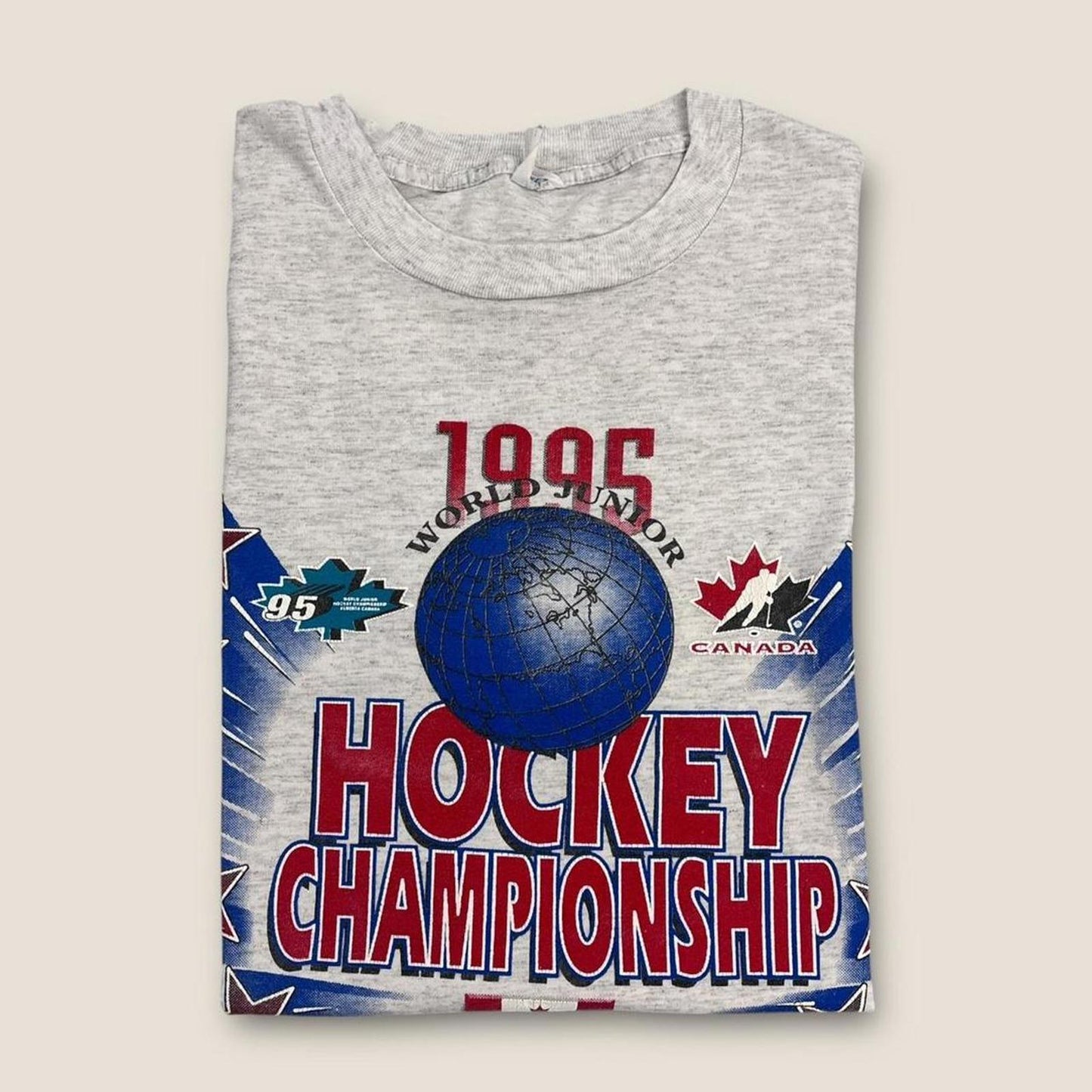 Vintage 90s World ice hockey championship Alberta Canada t-shirt
