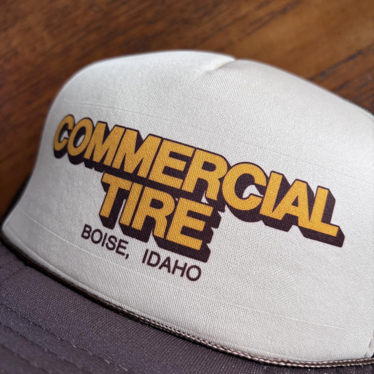 Vintage 90s USA commercial tire company Boise Idaho graphic trucker cap