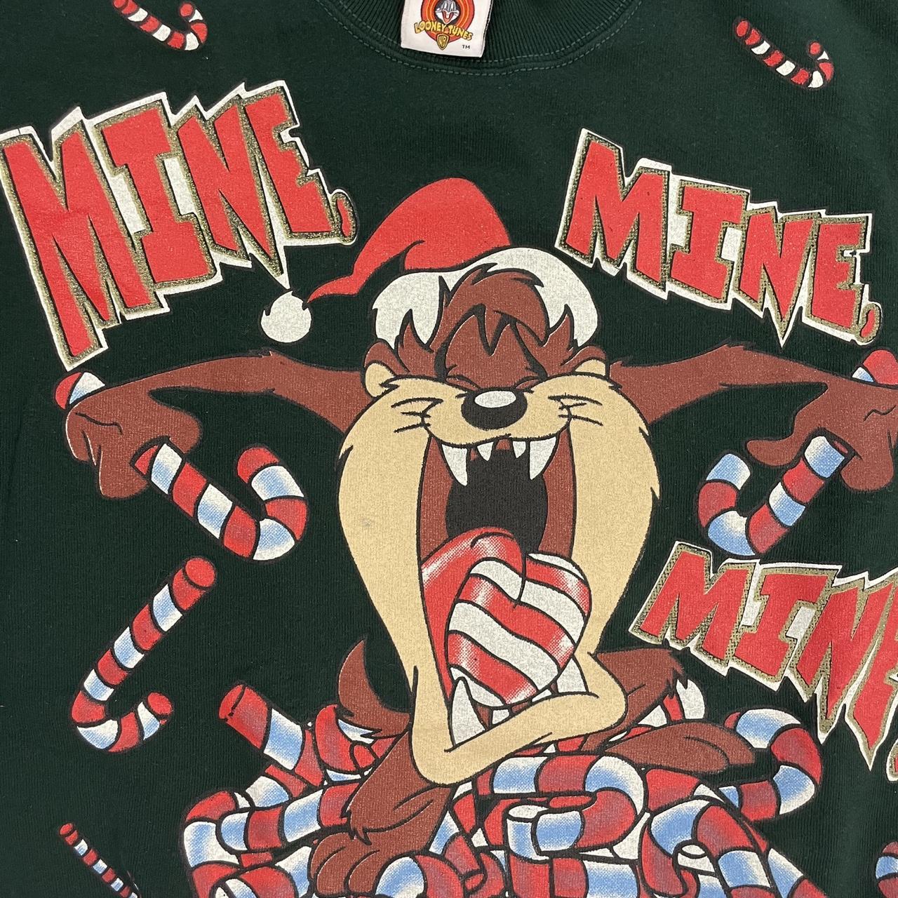 Vintage 90s USA Taz Tasmanian Devil Christmas candy cane Looney Tunes graphic sweatshirt