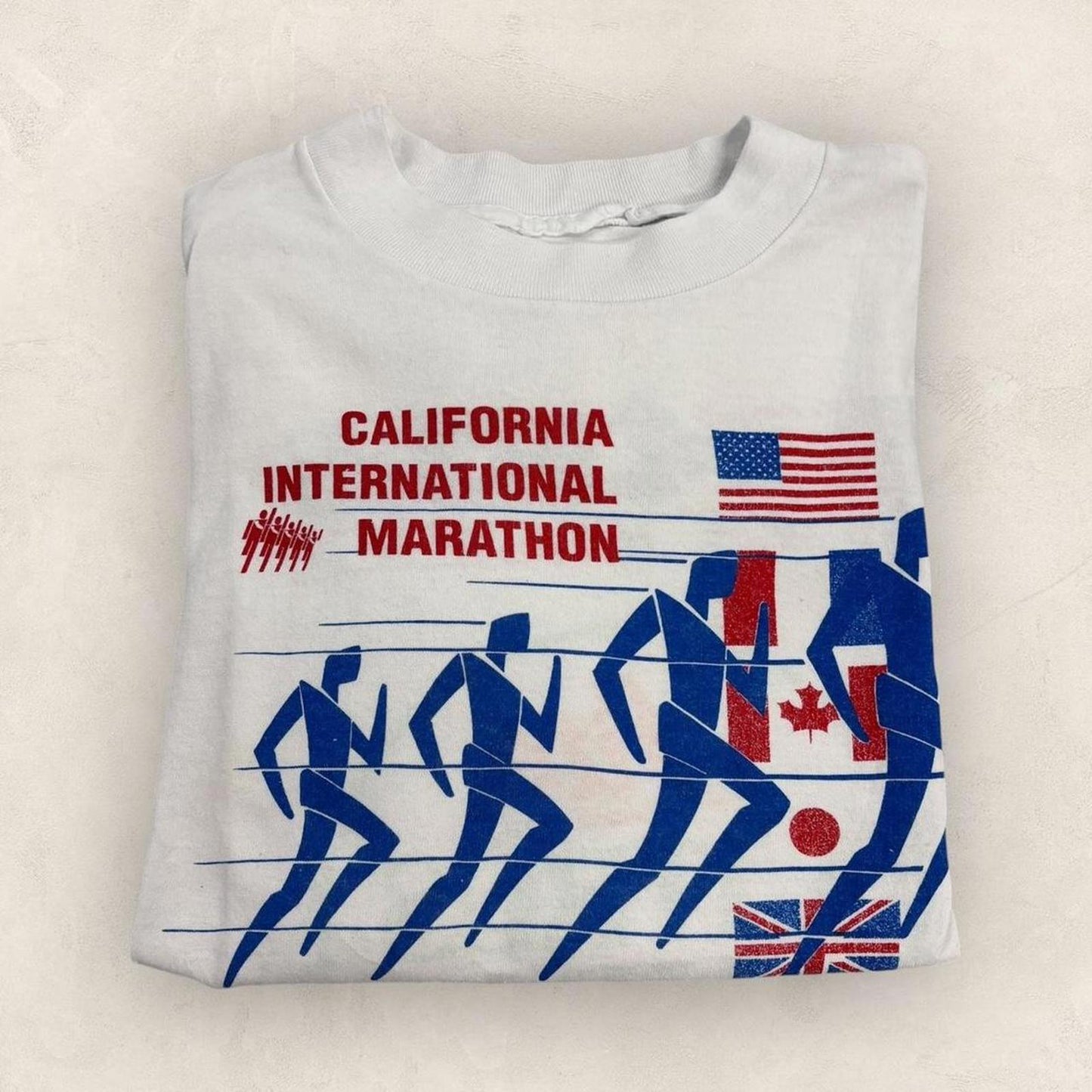 Vintage 80s USA California International Marathon running long sleeve t-shirt