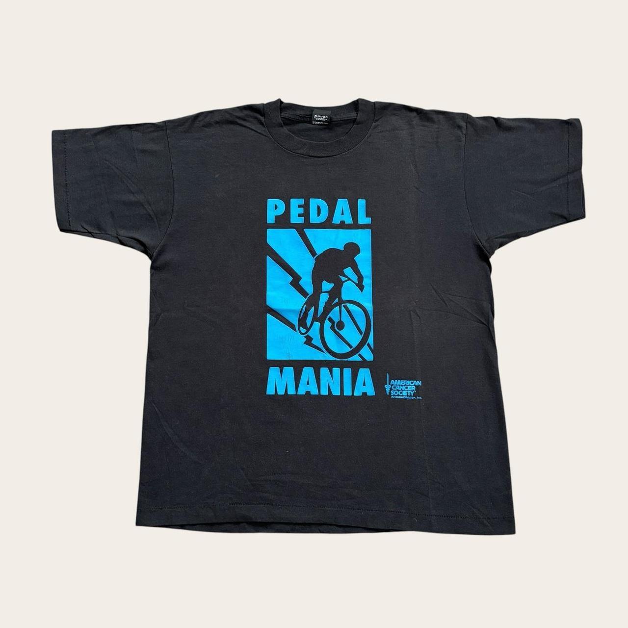 Vintage 90s USA pedal mania cycling American cancer society t-shirt