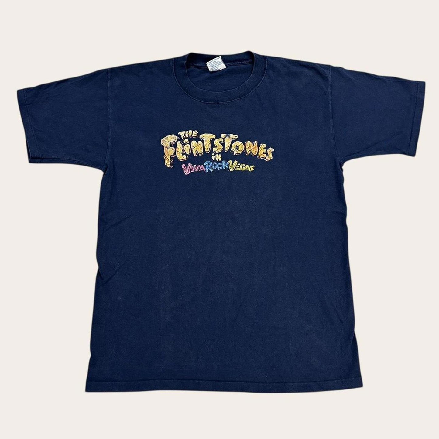 Vintage Y2K The Flintstones Viva Rock Vegas move film graphic t-shirt