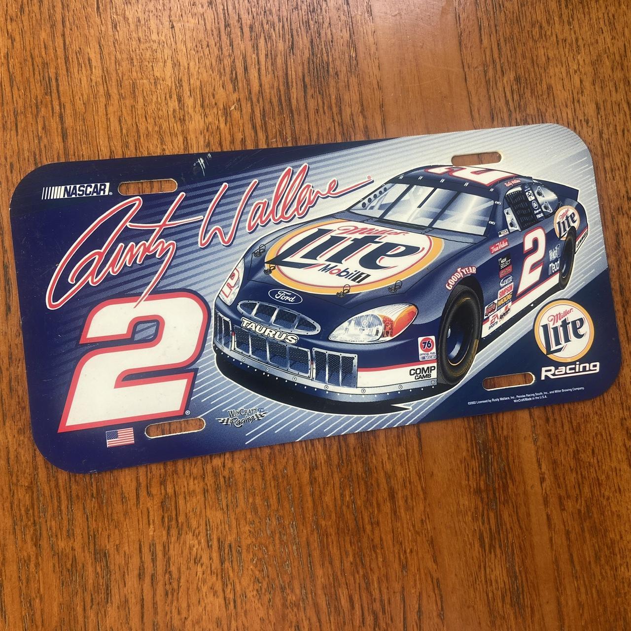 Vintage Y2K USA NASCAR Rusty Wallace motorsport Miller Lite racing American license plate