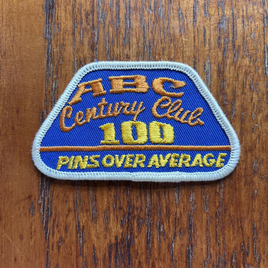 Vintage 80s USA tenpin bowling century club 100 pin average embroidered patch