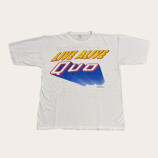 Vintage 90s Status Quo live alive European Tour rock music band t-shirt