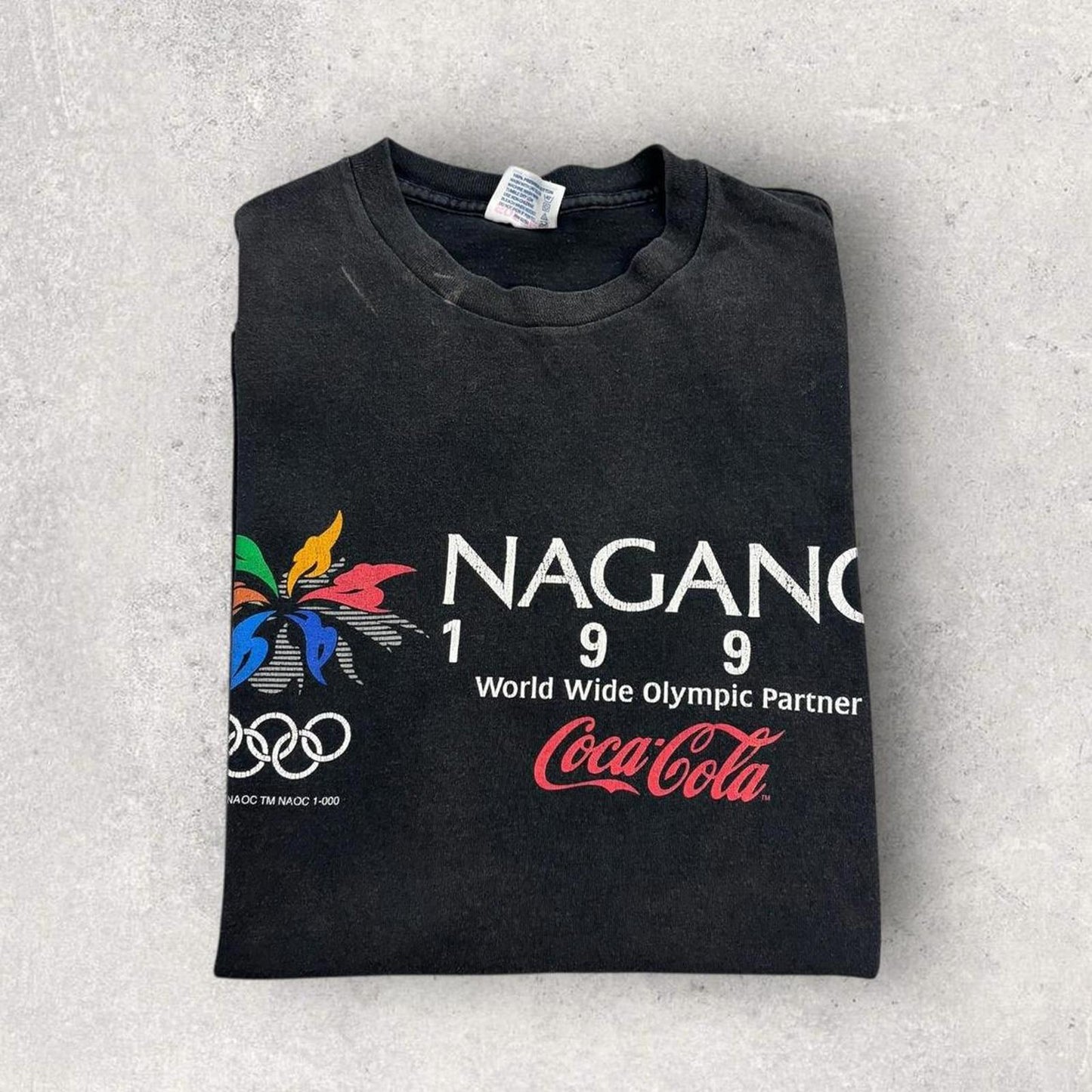 Vintage 90s Nagano Olympics Japan winter games snow sports Coca Cola t-shirt