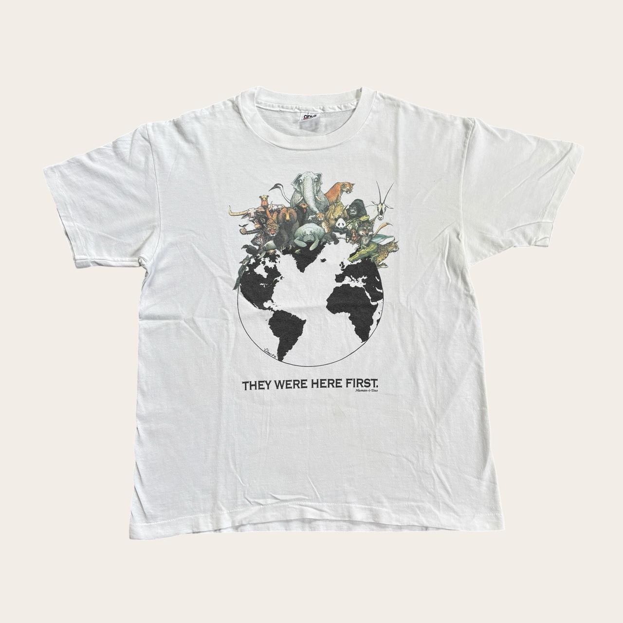 Vintage 90s USA they were here first animals nature wildlife humanitees t-shirt
