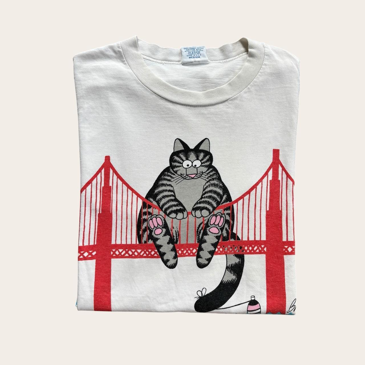 Vintage 90s B Kliban San Francisco Golden Gate Bridge cat crazy shirts t-shirt