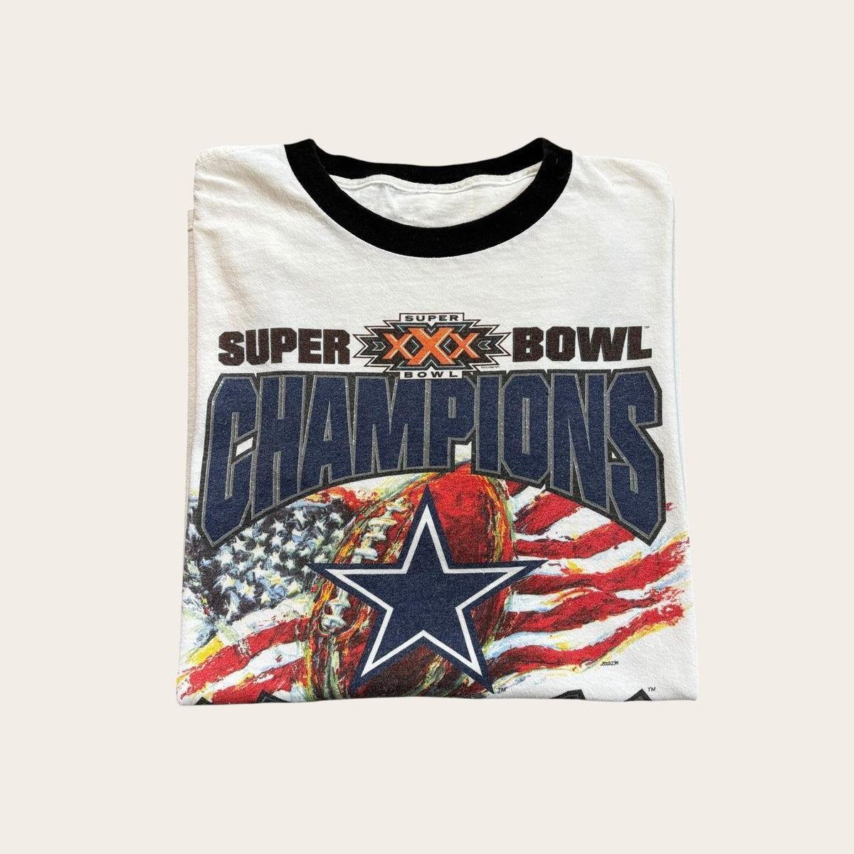 Vintage 90s USA Dallas Cowboys Super Bowl 30 champions NFL ringer t-shirt