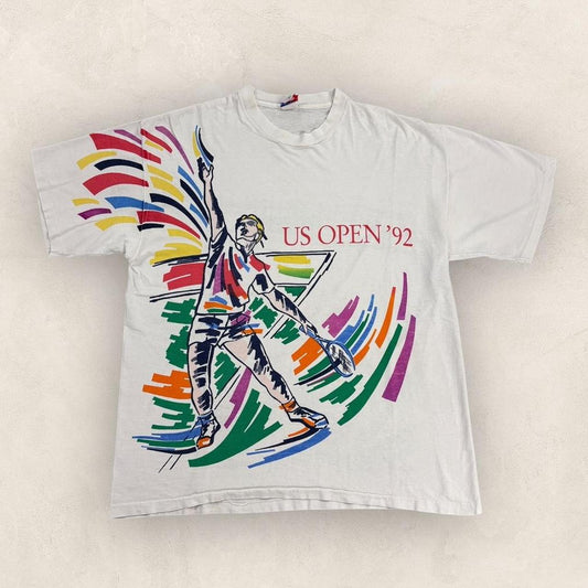 Vintage 90s US Open 1992 tennis tournament ATP Tour graphic t-shirt