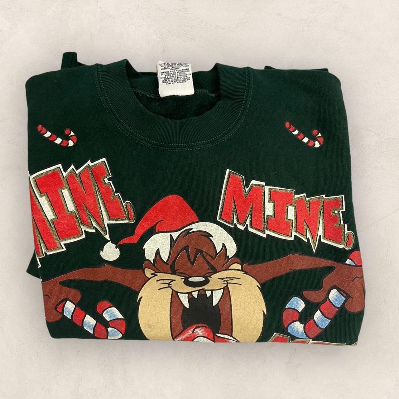 Vintage 90s USA Taz Tasmanian Devil Christmas candy cane Looney Tunes graphic sweatshirt