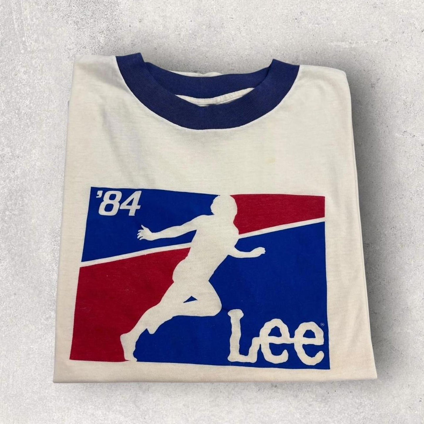 Vintage 80s USA Lee Jeans Los Angeles Olympics summer games ringer t-shirt