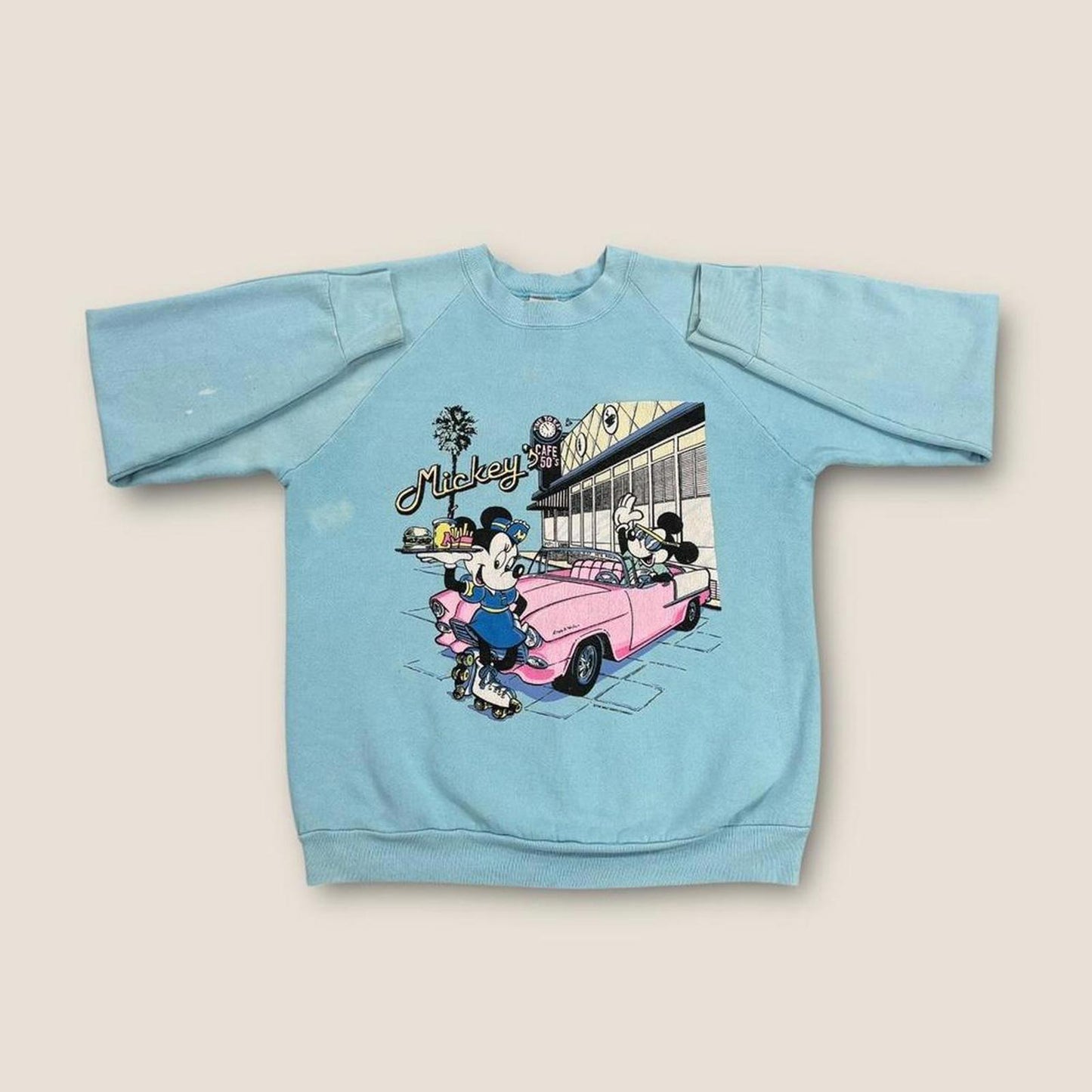 Vintage 90s USA Disney Mickey Mouse diner restaurant cartoon sweatshirt