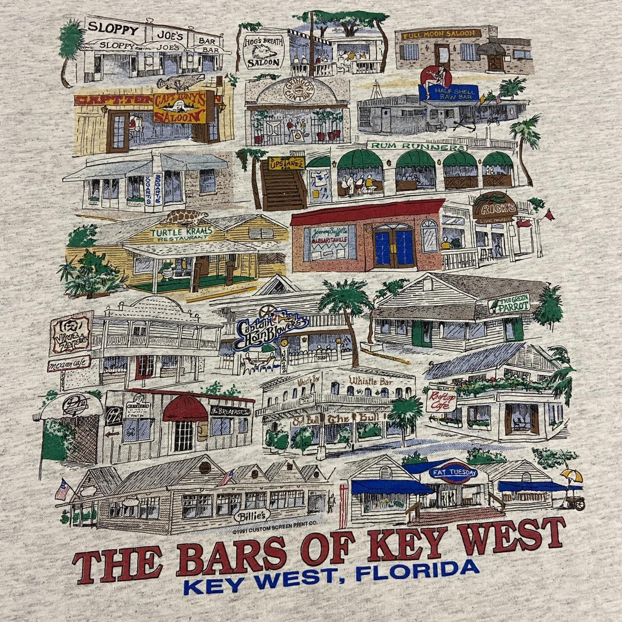 Vintage 90s USA bars of Key West Florida Keys tourist souvenir graphic t-shirt