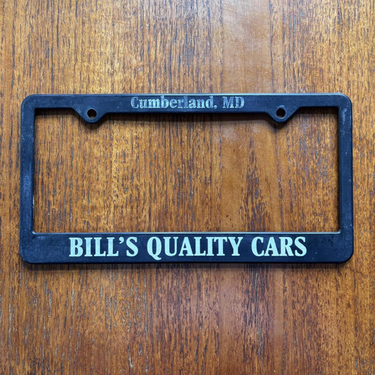 Vintage 90s Bill’s quality car dealership Maryland American license plate holder