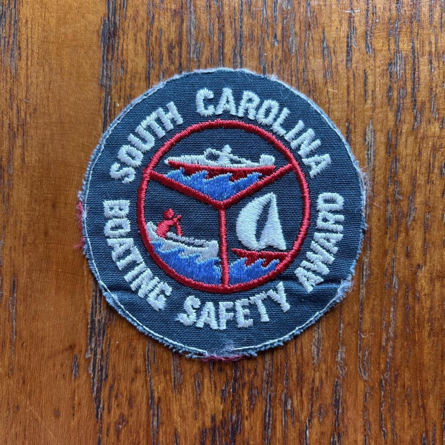 Vintage 90s USA South Carolina boating safety award embroidered patch