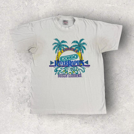Vintage 90s USA Busch Gardens theme park Congo river rapids graphic t-shirt
