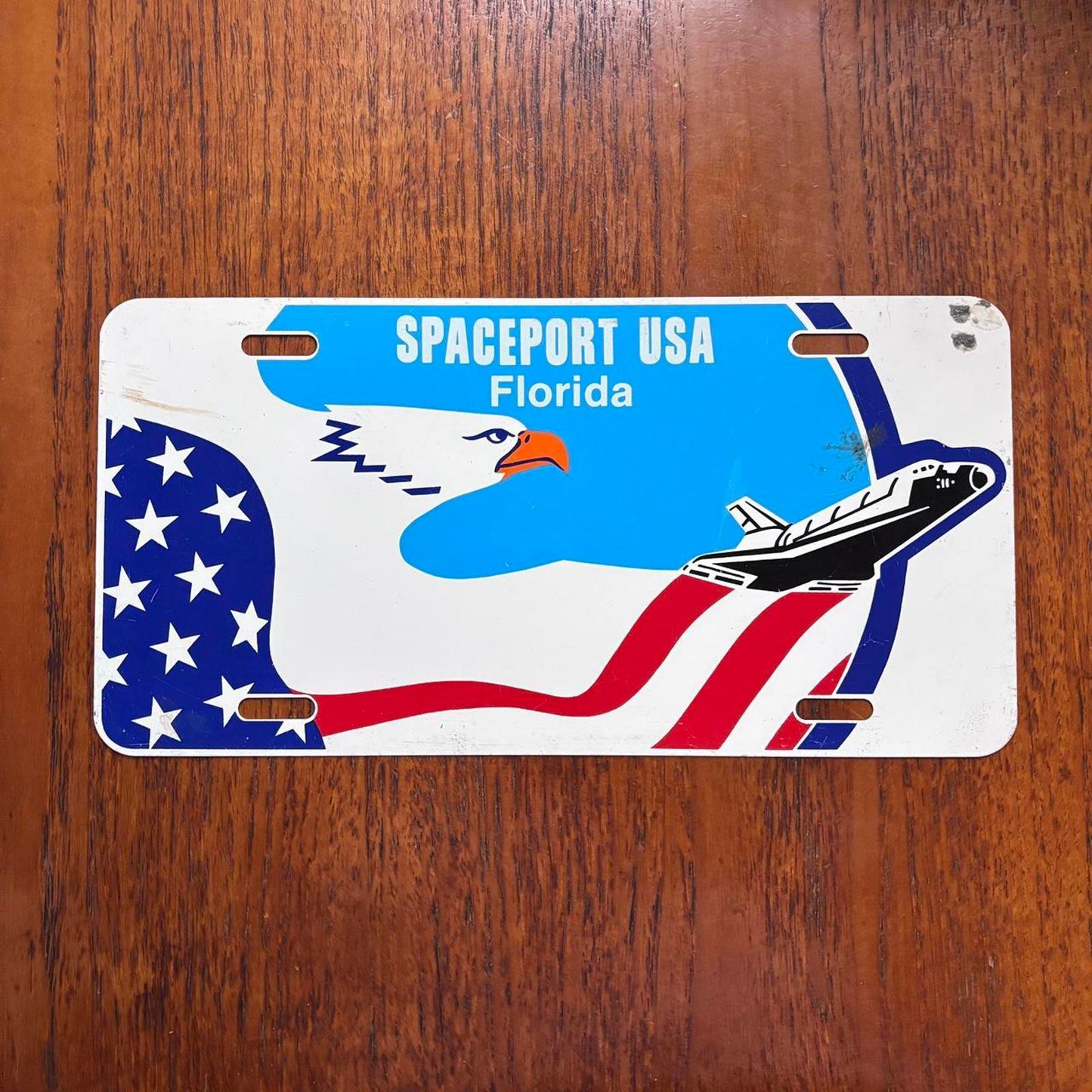 Vintage 90s USA Spaceport Florida NASA  tourist souvenir license plate