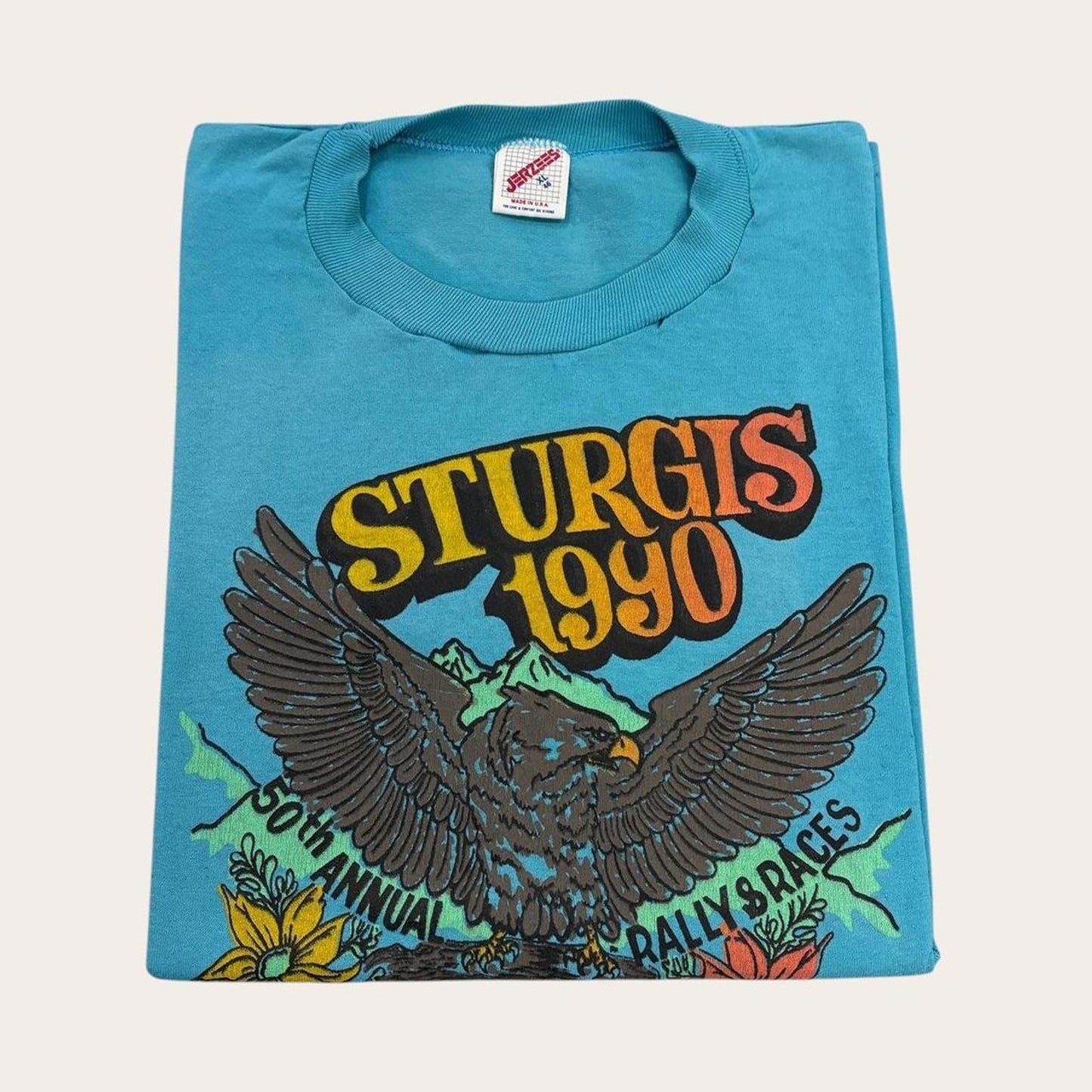 Vintage 90s USA Sturgis motorcycles 50th anniversary rally South Dakota t-shirt