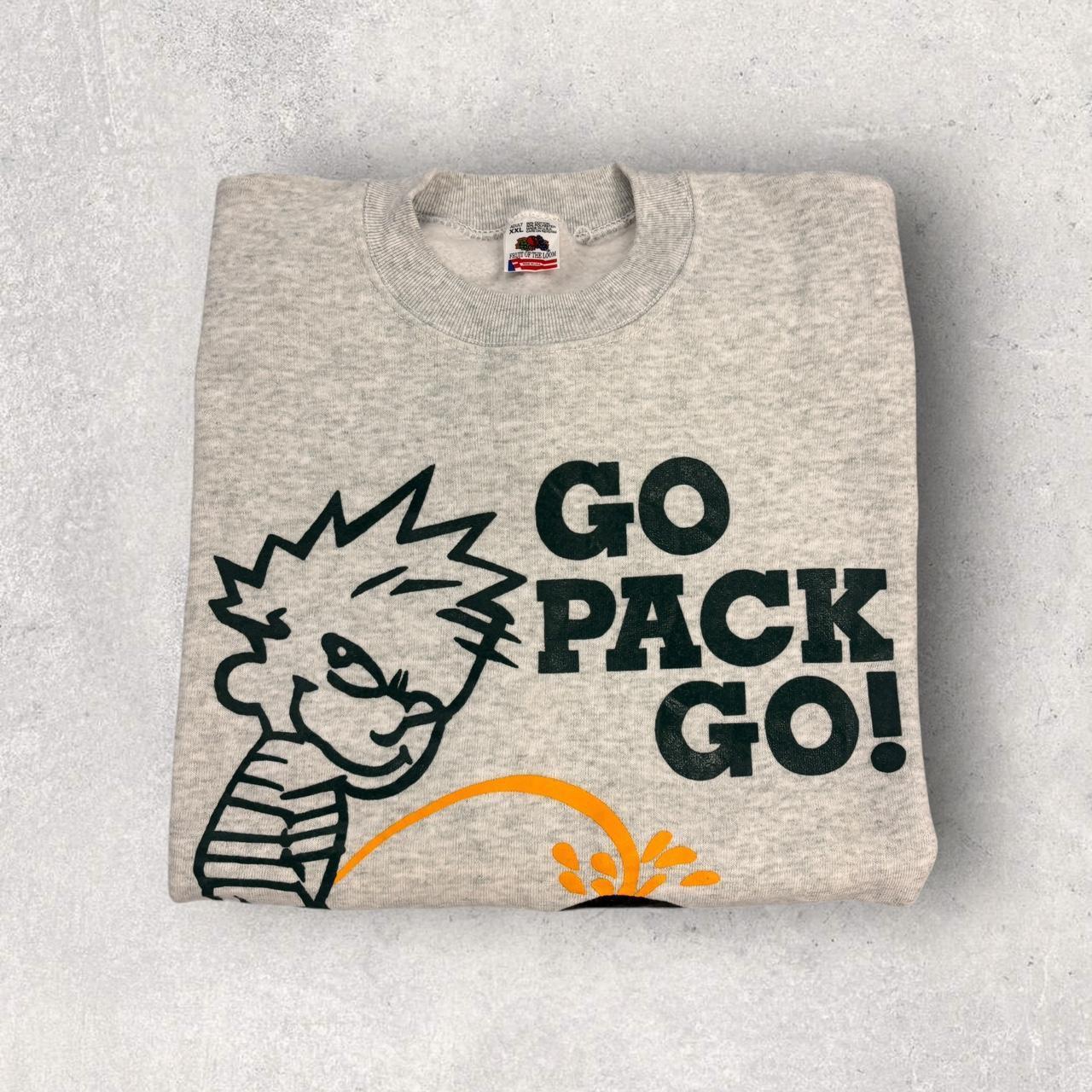 Vintage 90s USA Calvin and Hobbes Green Bay Packers NFL American Football graphic sweatshirt