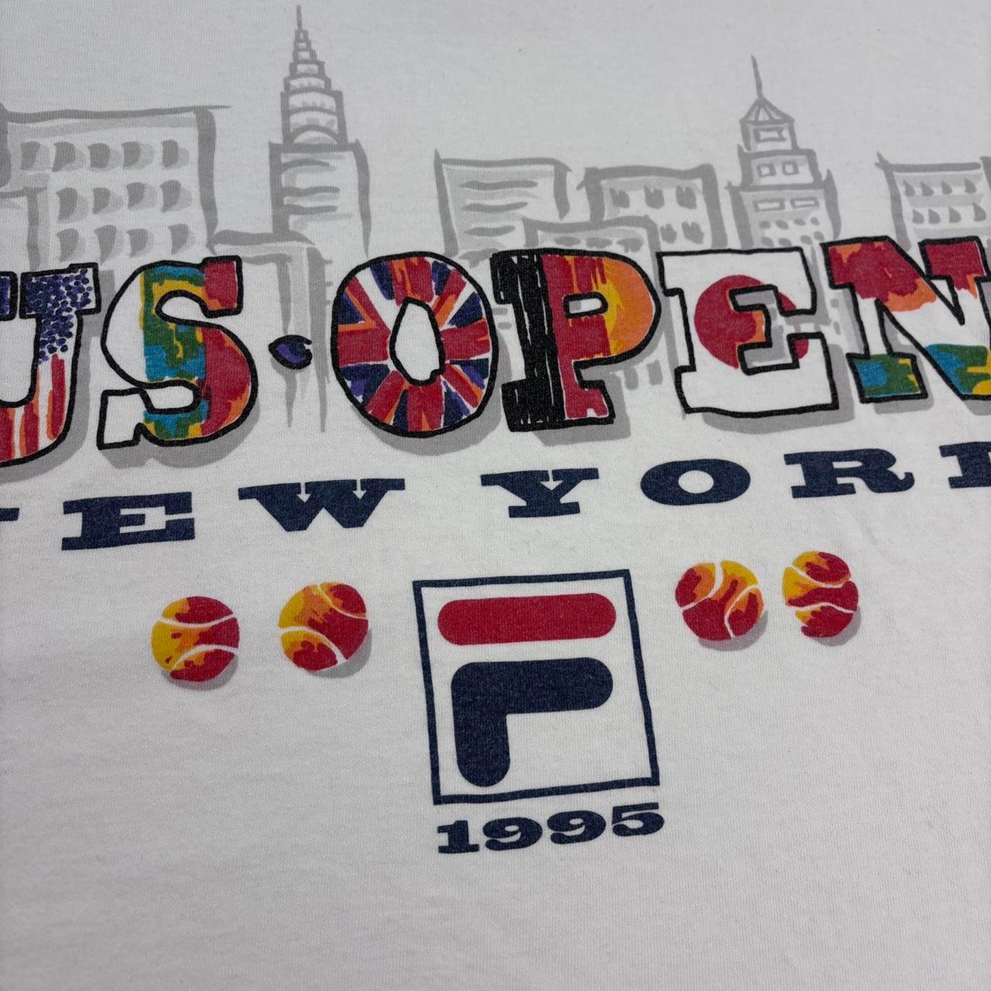 Vintage 90s US Open tennis tournament New York Fila promotional t-shirt