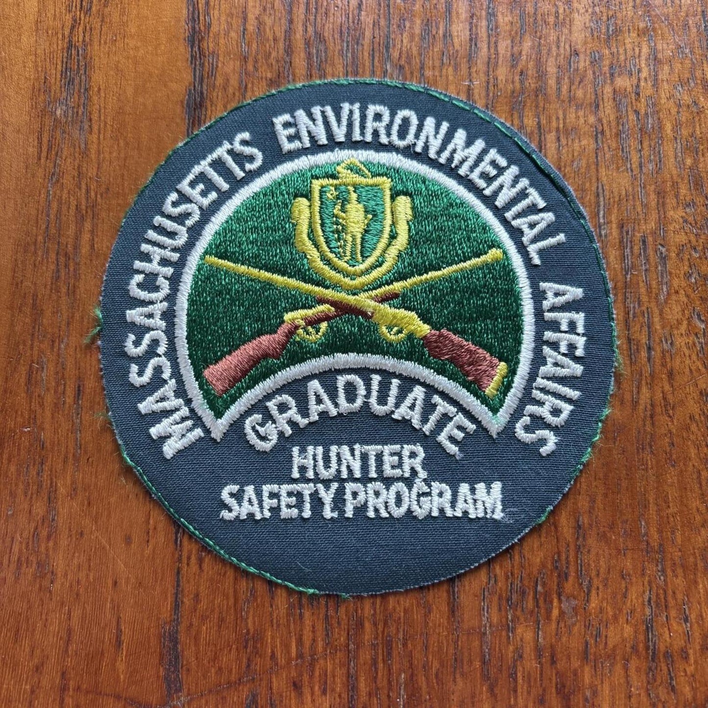 Vintage 90s USA Massachusetts hunter safety program graduate embroidered patch