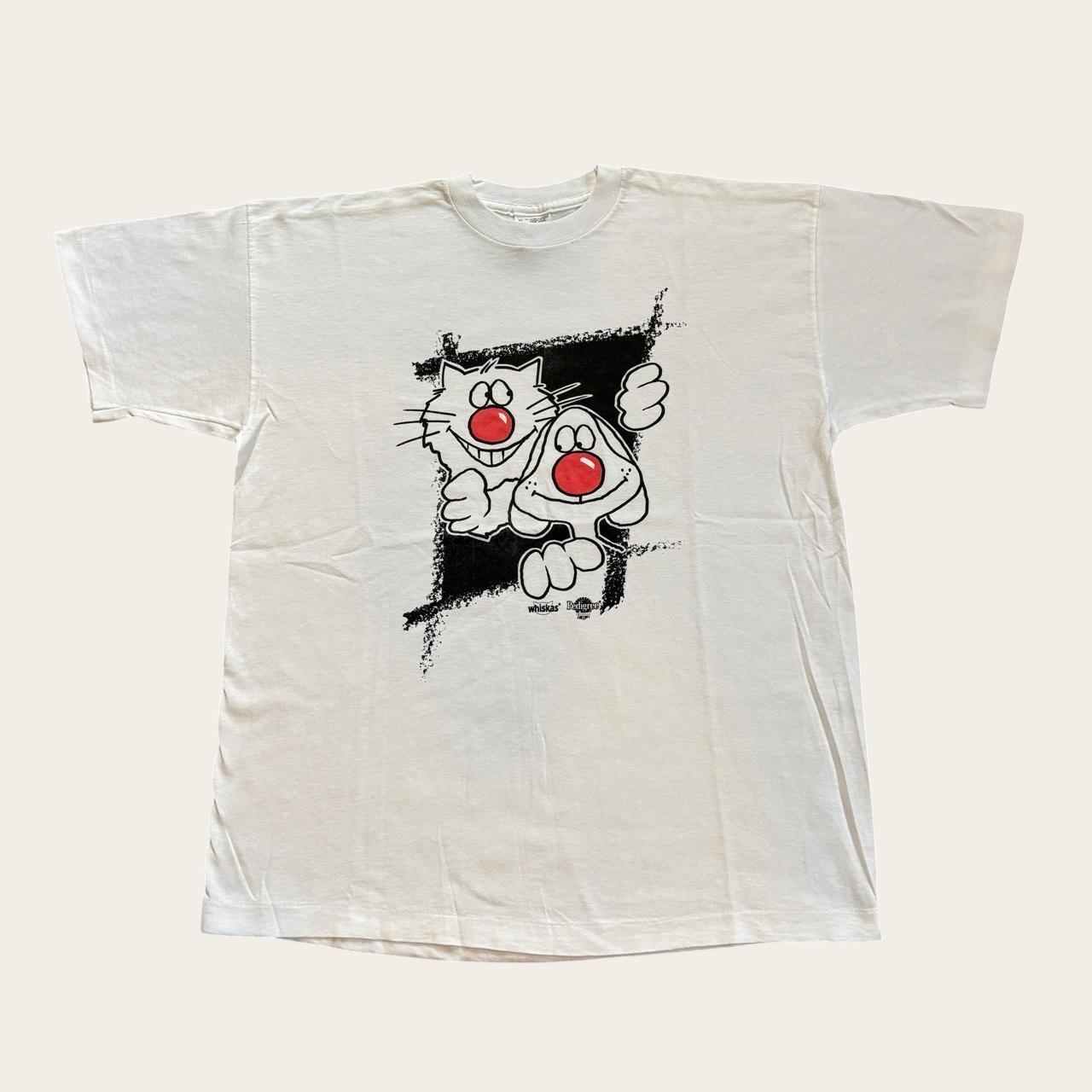 Vintage 90s Red Nose Day comic relief charity pets dog cat animal t-shirt