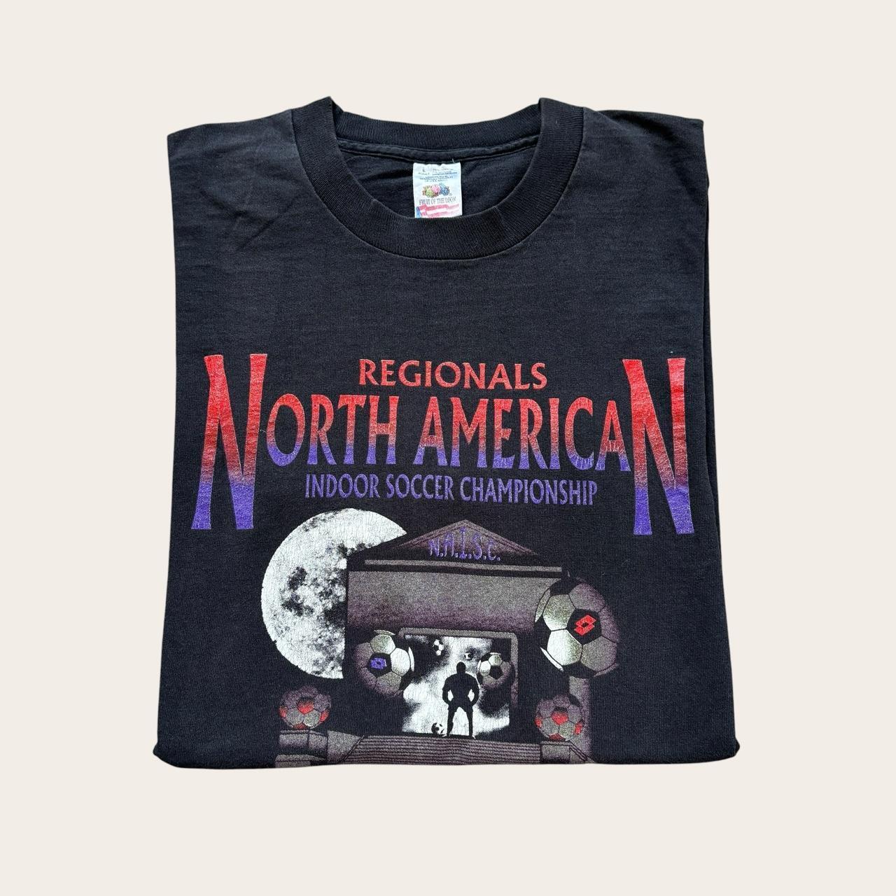 Vintage 90s USA indoor soccer championship regionals lotto t-shirt