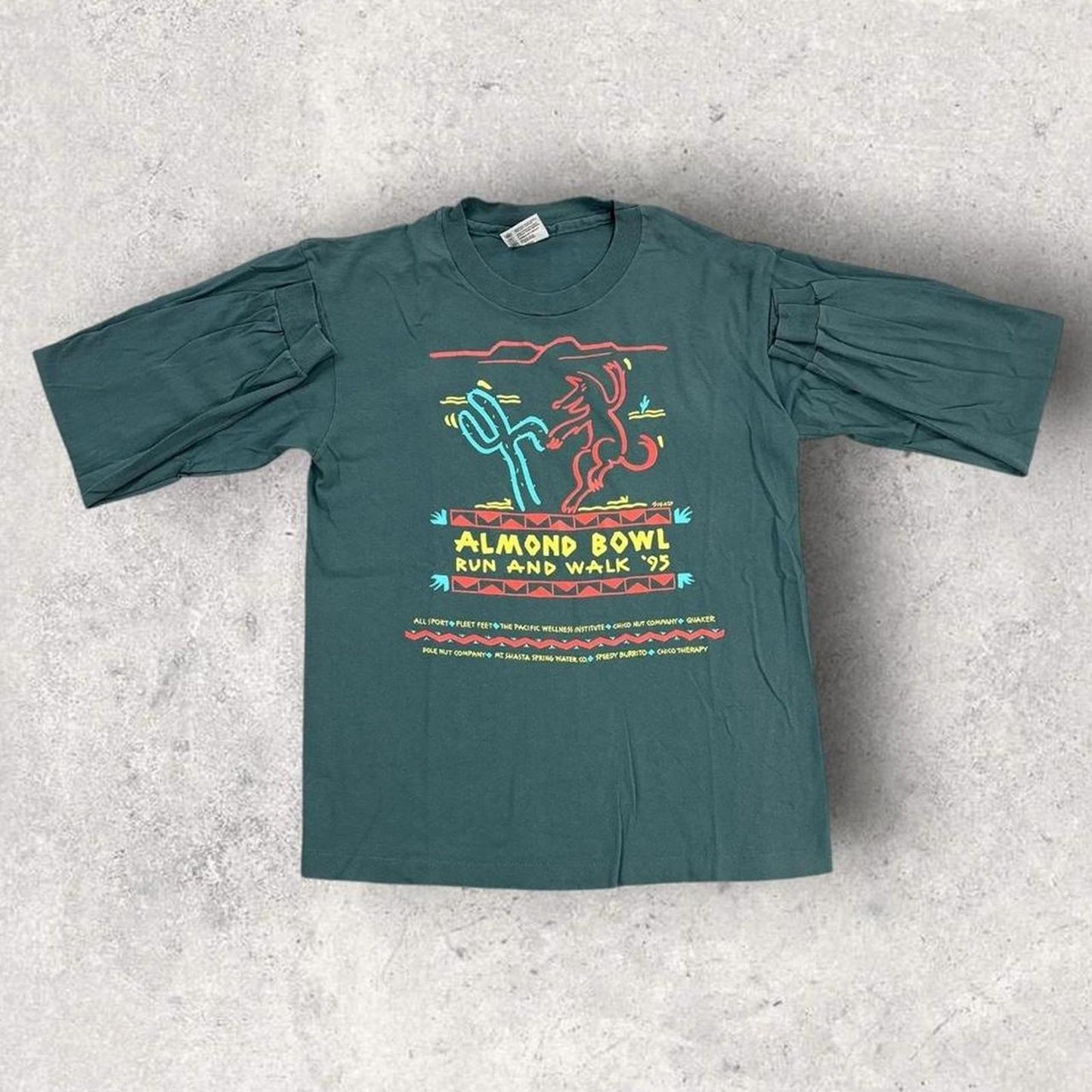 Vintage 90s USA Almond Bowl run and walk California long sleeve t-shirt