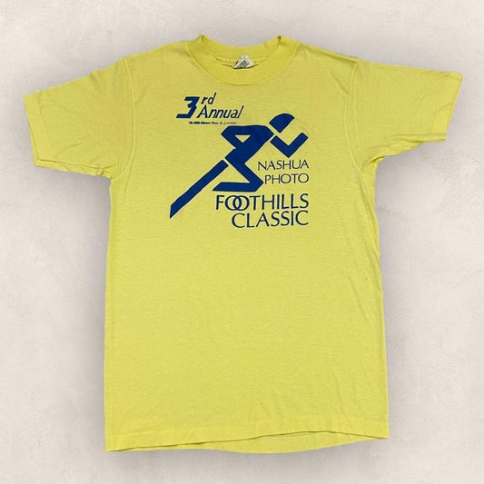 Vintage 80s USA Foothills Classic 10K meter race run athletics promotional graphic t-shirt