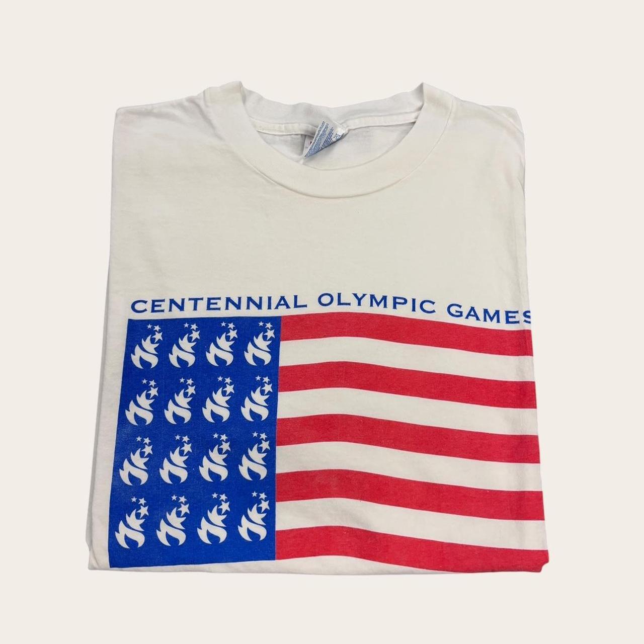 Vintage 90s USA Atlanta Olympics summer games athletics flag graphic t-shirt